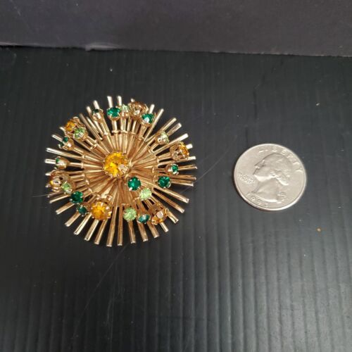 Moderne Uranglas Goldton Starburst Feuerwerk Brosche - 2 1/2 Zoll - Bild 5 von 9