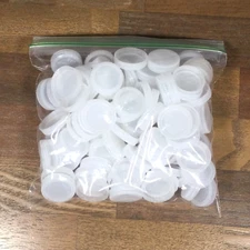 White Plastic Water Bottle Caps Lot of 100 Clean from 16.9oz Bottles