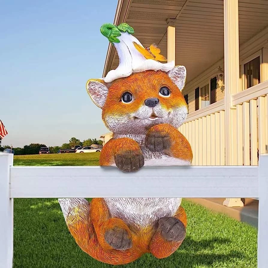 Garden Fox Statues Outdoor Decor, Solar Powered Fox Statue Figurine Art Decorati - Image 4 of 4