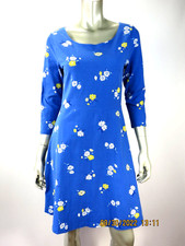 OLD NAVY SZ M Cotton/Spand Sky Blue Meadow Flowers A-Line Skirt Knit Tunic Dress