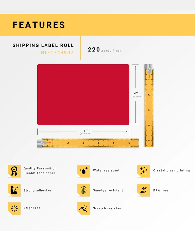 DYMO LW 1744907 RED 4XL 4x6 4"x6" - FIFTEEN Rolls All-Purpose Labels - FREE SHIP - Image 4 of 4