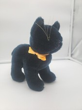Vintage RUSS BERRIE Plush Halloween Black Cat Korea 80s Shelley Green eyes