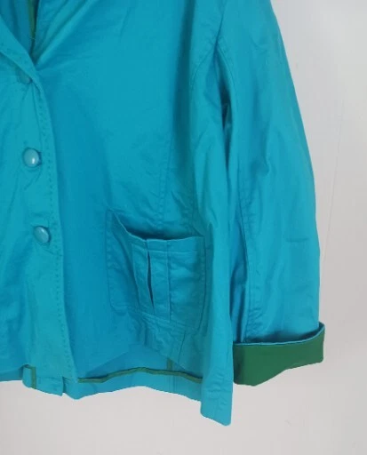 Jaqueta Blazer Vintage Joan Rivers Azul Marinho e Verde Feminina Plus Size 2X - Imagem 4 de 4