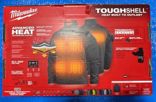 Milwaukee M12 Heated Toughshell Jacket Kit Black 3X-Large Battery 204B-213X NEW - Picture 4 of 5