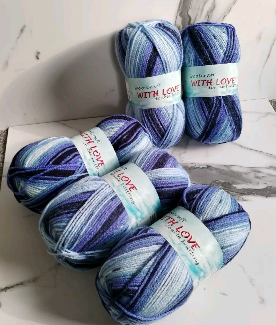 Woolcraft With Love DK Variegated Knitting Crochet Yarn Wool 5x100g Balls - 3728