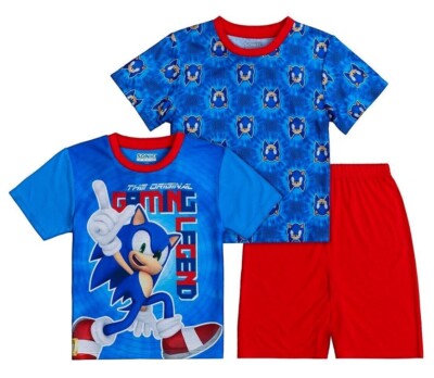 PC Kids Sonic the Hedgehog Pajamas Set Shorts T Shirt Pant Boy