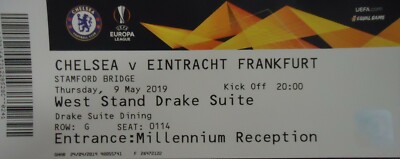 mint VIP TICKET Suite UEFA EL 2018/19 Chelsea FC - Eintracht Frankfurt 