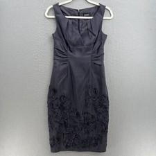 ADRIANNA PAPELL Cocktail Dress Womens 6 Plum Purple Sheath Lined Sleeveless FLAW