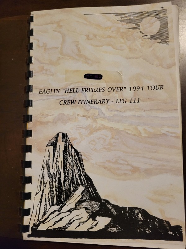 Eagles 1994 CREW Itinerary 3 -Hell Freezes Over Tour-NOT SOLD TO THE PUBLIC