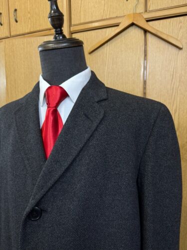 Vintage CROMBIE Scotland bespoke Classic cashmere wool Men suit overcoat 48L 50L - Picture 4 of 24