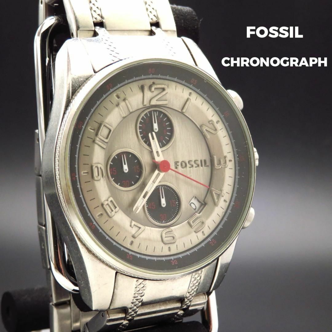 FOSSIL Men's Chronograph Watch, Big Face, Date, Silver, Working