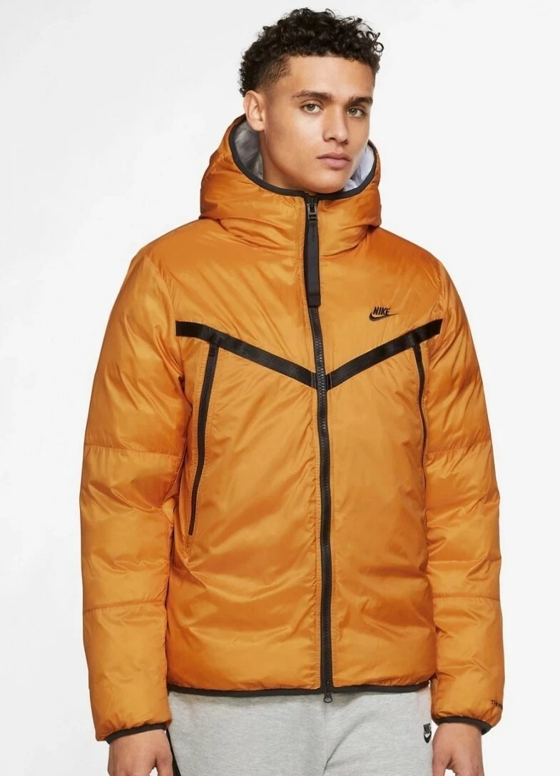Nike hooded puffer jacket orange sale