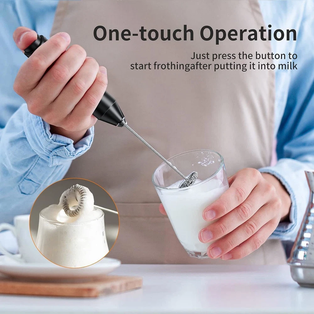 Milk Frother, Handheld Electric Blender stick, Drink Mixer with Food Grade Stain