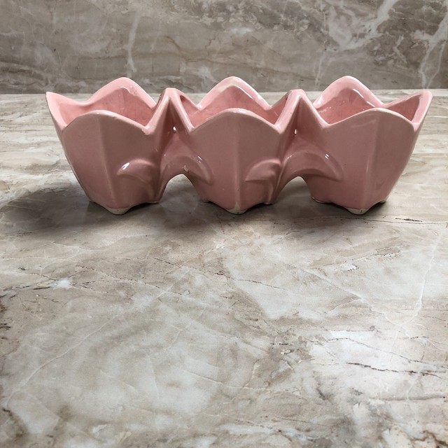 vintage Vase Pink Tulip 3 Heads Pottery Pink Bulbs Flowers Floral Decor eBay