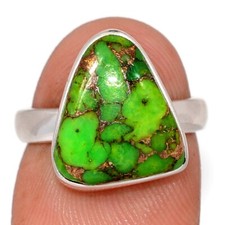 Composite Copper Green Turquoise 925 Sterling Silver Ring Jewelry s.6 CR74724