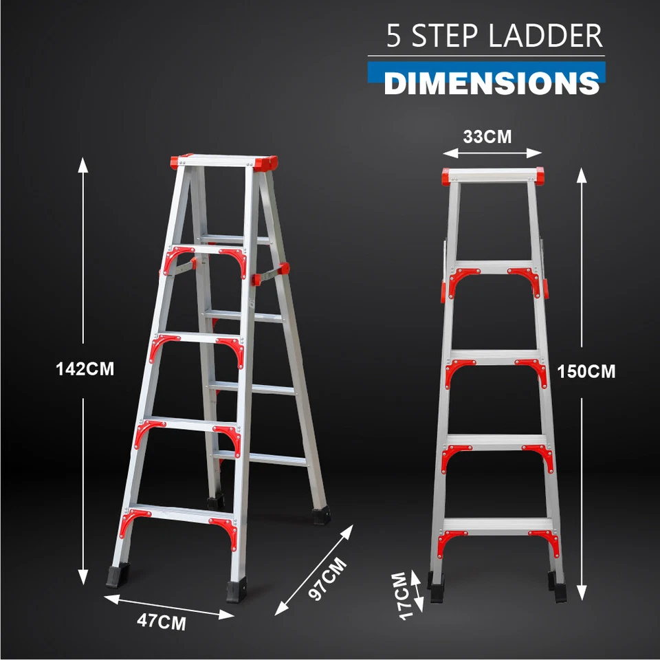 4 5 7 10 Step Ladder Aluminium Multi Purpose Household Office Foldable Non Slip - image 3 of 4
