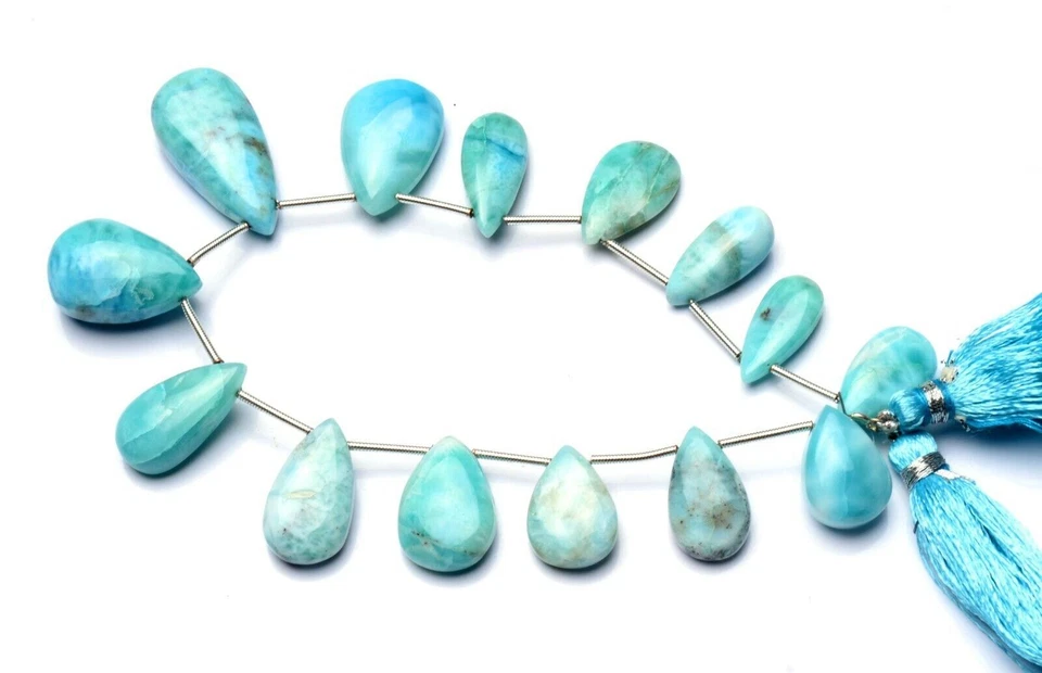 Gema Natural Larimar 15x11 a 26x13mm Tamaño Suave Forma Pera Cuentas 8.5" Hilo Foto 4 de 4
