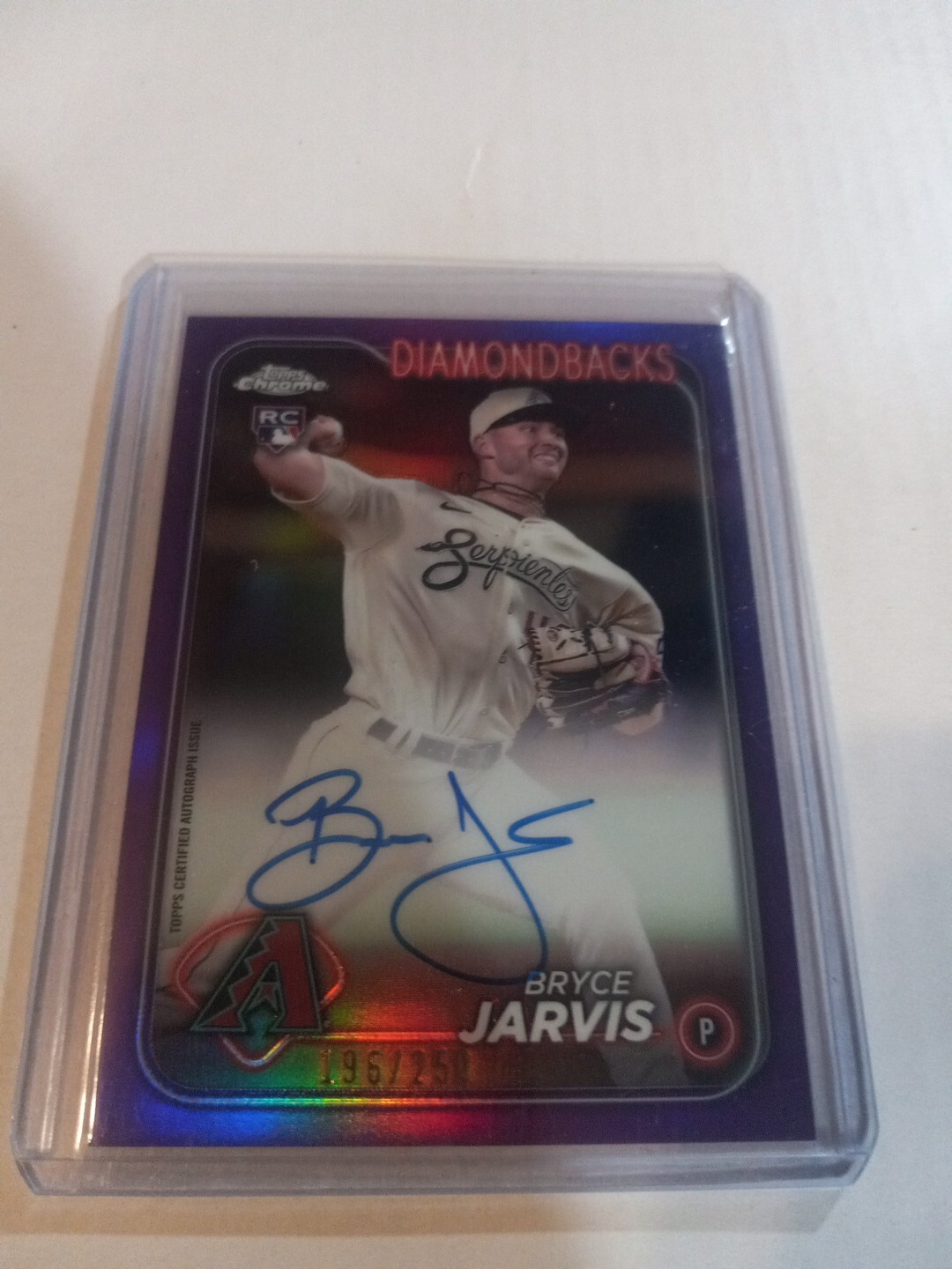 2024 Topps Chrome - Rookie Autographs Purple Refractor #RA-BJ Bryce Jarvis /250