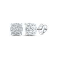 10K WeißGold Original Rund Diamant Unisex Cluster Kreis Ohrstecker 1/4 Karat