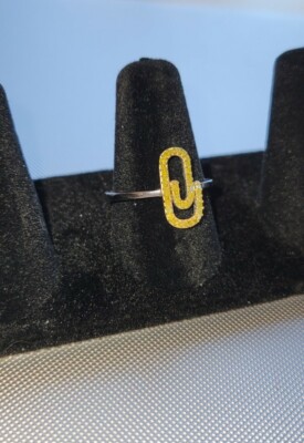 Neu mit Etikett echter gelber Diamant Büroklammer Ring 0,25 ct Platin/Sterlingsilber Größe 8