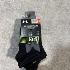 Under Armour Socks Youth 13.5K-4.5 Black UA Essential Lite No Show 6 Pack