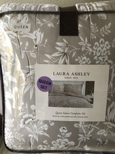 Laura Ashley  Full/Queen  Taupe Floral  3-Piece Comforter Set Cotton