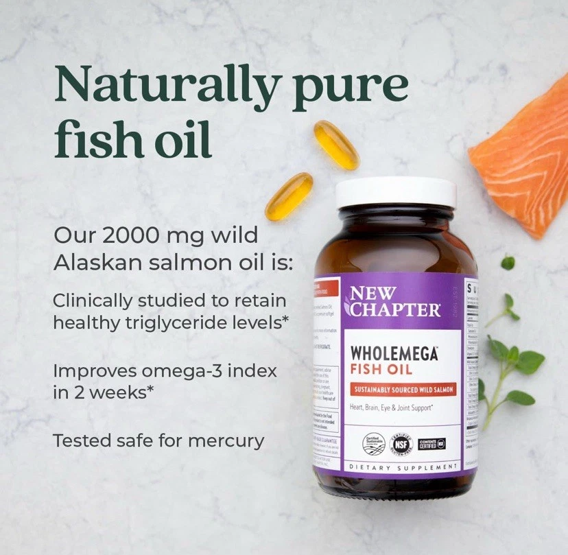 Nuevo Chapter Wholemega Aceite de Pescado 1000mg 180 Cápsulas Blandas Omega-3 D3 Astaxantina Foto 3 de 4