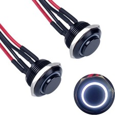 19mm Black Metal Momentary Push Button Switch 12V 24V ON Off Normally Open 4