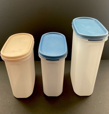 Tupperware Modular Mates set of 3  size 3,3 and 4 With Color Lids