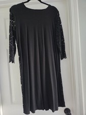 J Jill Wearever Black Floral Lace Overlay Dress Cocktail Holiday Romantic M