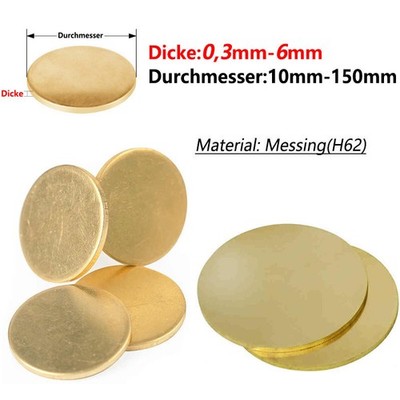 Messing Ronden Ø10mm-150mm Dicke 0,3mm-6mm Blank Rund Messingblech Messingplatte