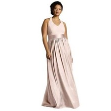 White by Vera Wang Pink/Blush Halter V-Neck Formal Gown Dress w/ Pockets 10