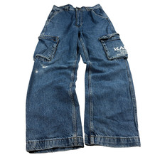 Mens Vintage KARL KANI Cargo Baggy Denim Utility Pocket Hip Hop Streetwear Y2K