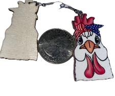 Chicken Hen Quirky Farm Animal Country Accessories Earrings Dangle wood New 