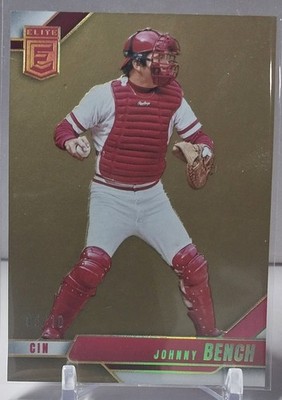 2026 Donruss Elite Gold Foil #36 Johnny Bench Jersey Number Match #05/10 Reds