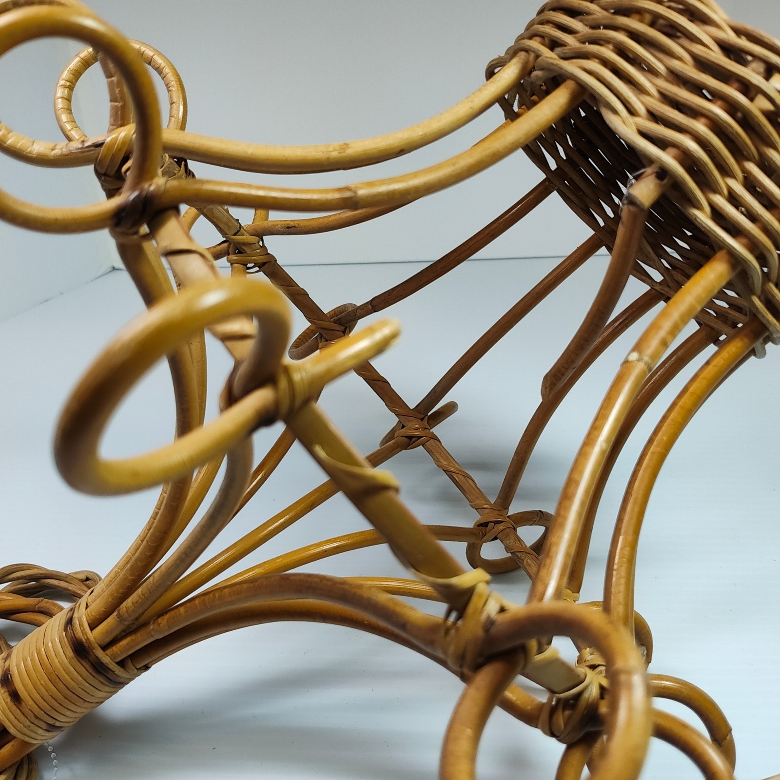 Vintage Decorative Rattan Bird Cage Bohemian, Rustic, Asian, Mid Century