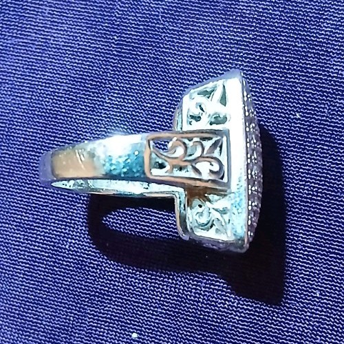Dramatic art deco style shield ring with intricat… - image 3