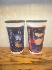 1997 BATMAN & ROBIN DC Comics Taco Bell Cups With Lids