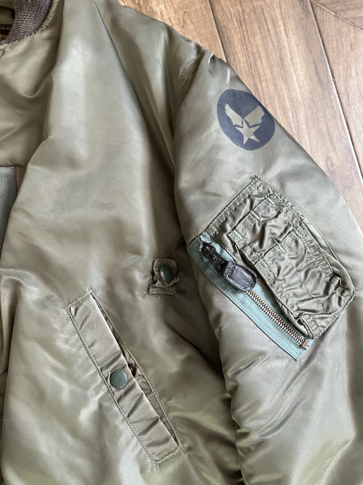Vintage 50s MA1 Flight Jacket Repro Brents Sportswear Medium USAF - Image 3 of 4