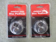 2 Stainless Steel Disc Padlock Each Padlock Keyed Alike Lock 4 Storage Security