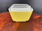 Vintage PYREX 501-B Verde Yellow Refrigerator Dish 1-1/2 Cup & Lid