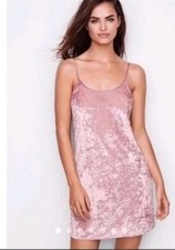Victoria s Secret Crushed Velvet Nightgown Slip Dress Pale Pink XS/S