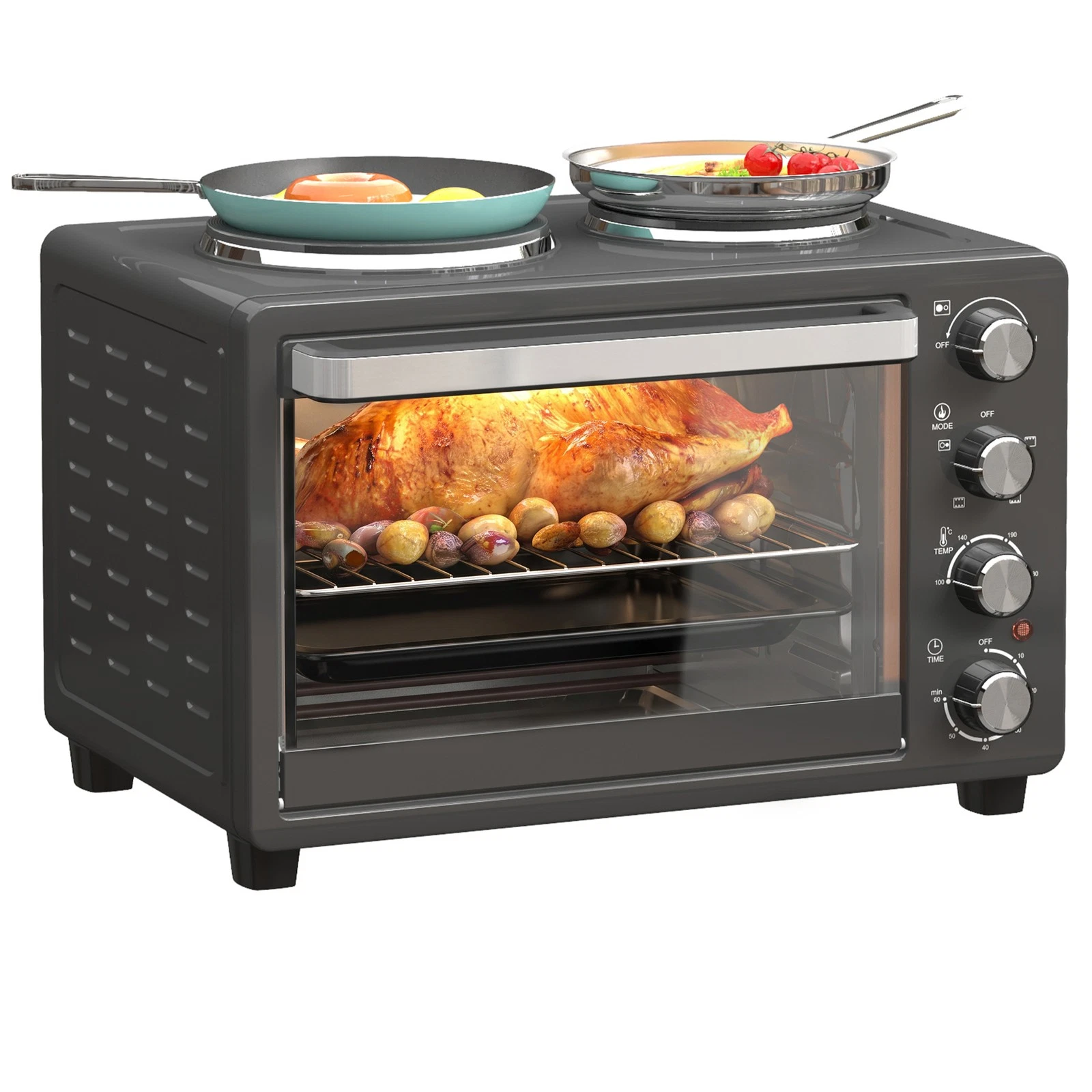 HOMCOM 28L Countertop Toaster Oven with 2 Hot Plates, Grill, Roast, Bake
Opens in a new window or ta