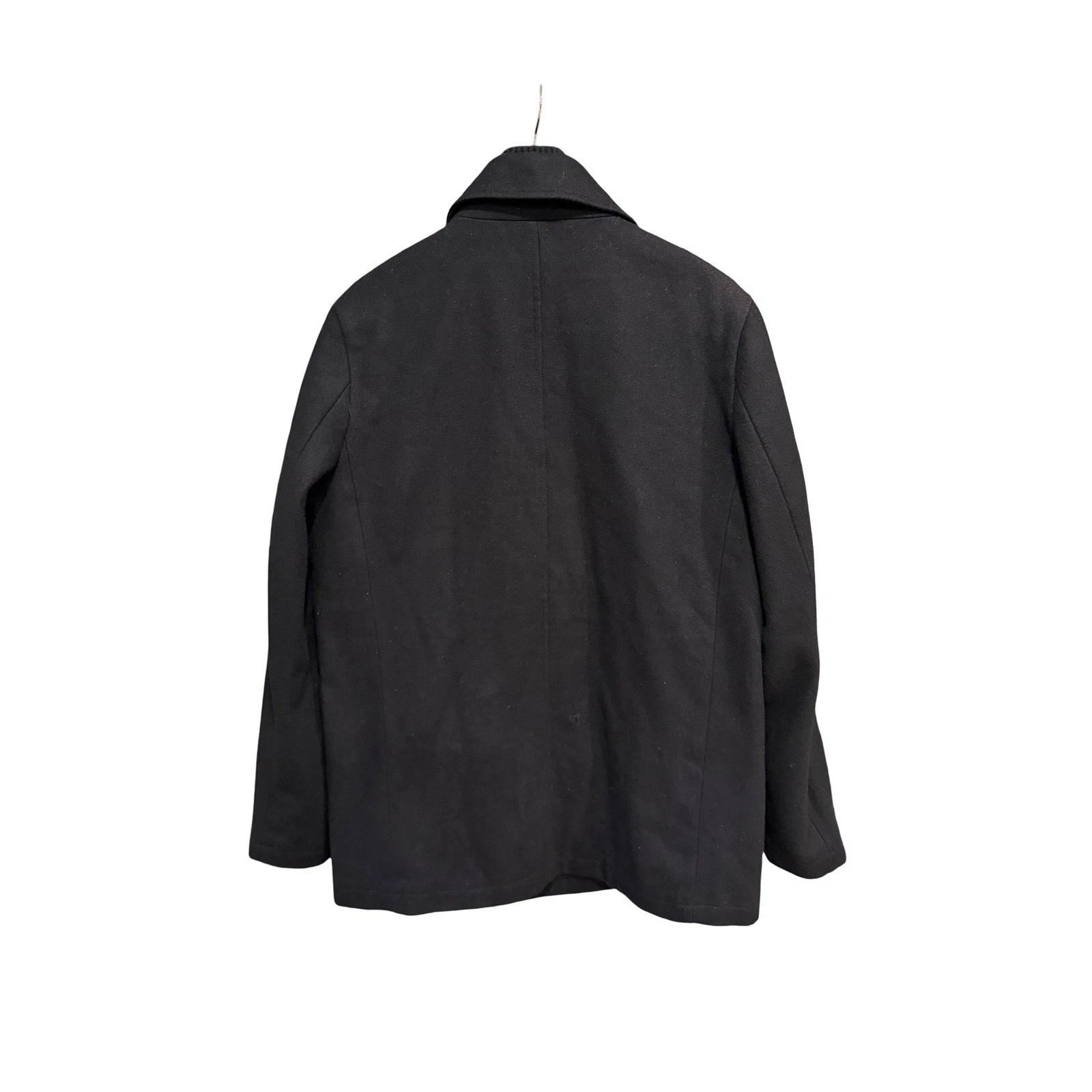 Kenneth Cole Reaction Mens Peacoat Jacket M Black Double Breasted Knit Bib Coat image 6
