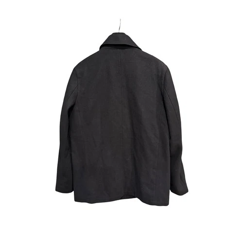 Kenneth Cole Reaction Mens Peacoat Jacket M Black Double Breasted Knit Bib Coat image 6