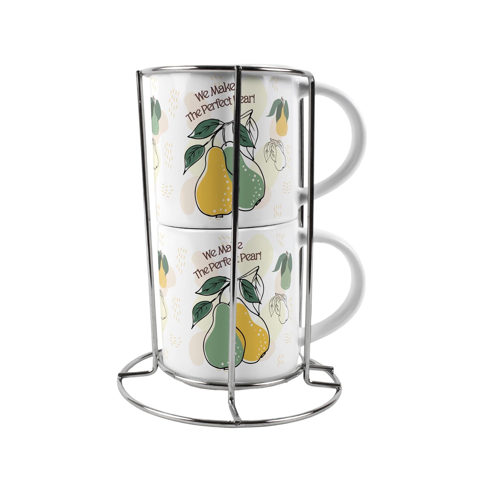 Perfect Pear Novelty Stacking Mugs Set - Small Ceramic Cups Gifts for Couples