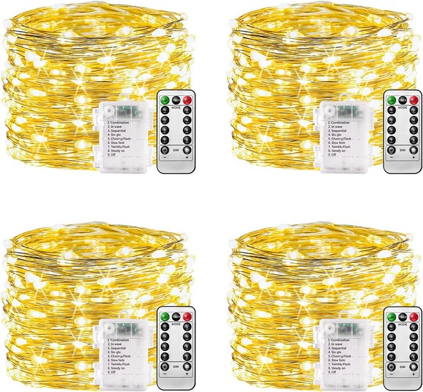 Lichterkette 10M 100 Led Warmweiß Batteriebetrieben Silberdraht AußEn Innen-image