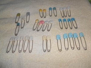 Vintage Lot of 31 Diaper Pins from 1960s