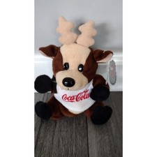Vintage Coca-Cola Plush Reindeer wearing Shirt 1997 bean bag plush