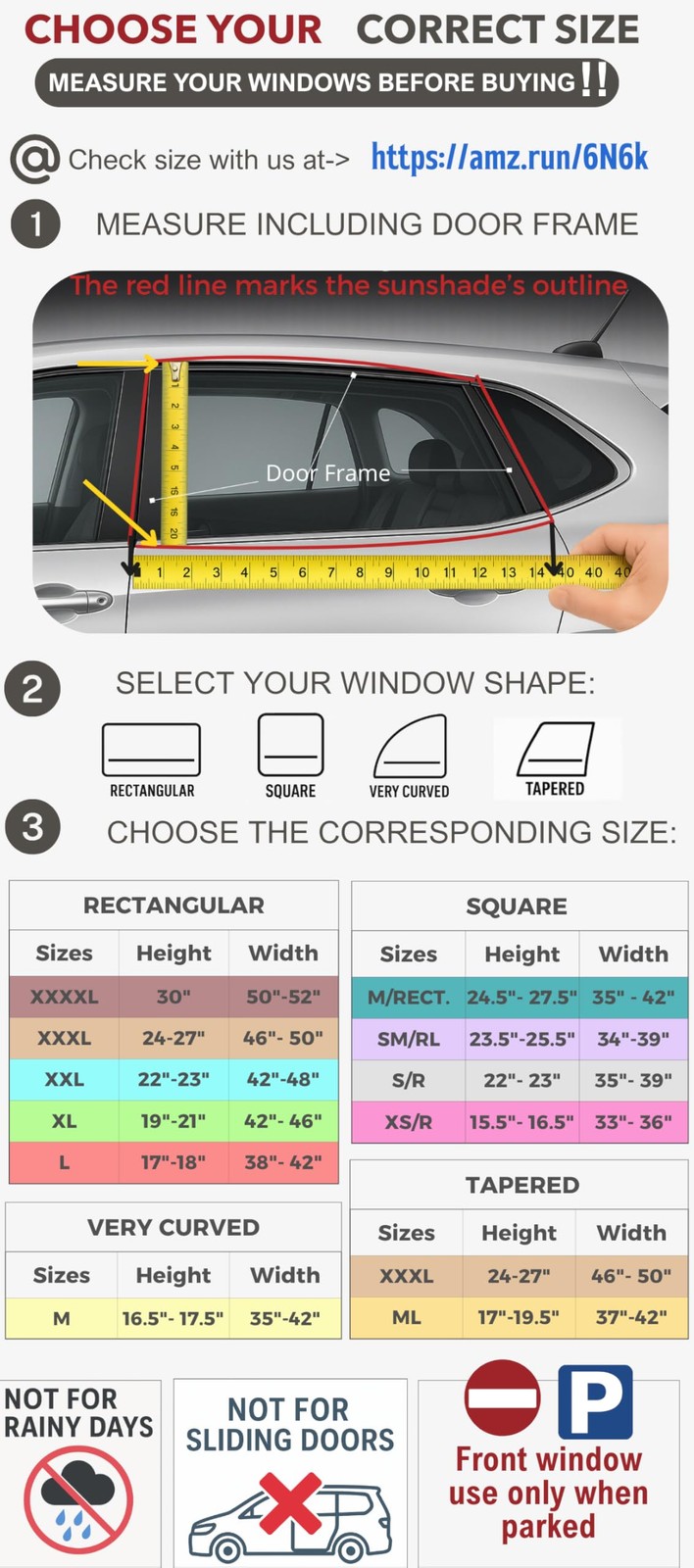 ML/Car Window Sun Shades (12 Sizes) for Large Cars & SUVs - ML, Black 